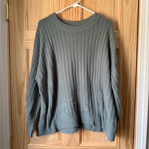 Aerie Ribbed Crew Neck Sweater in Sage Green
